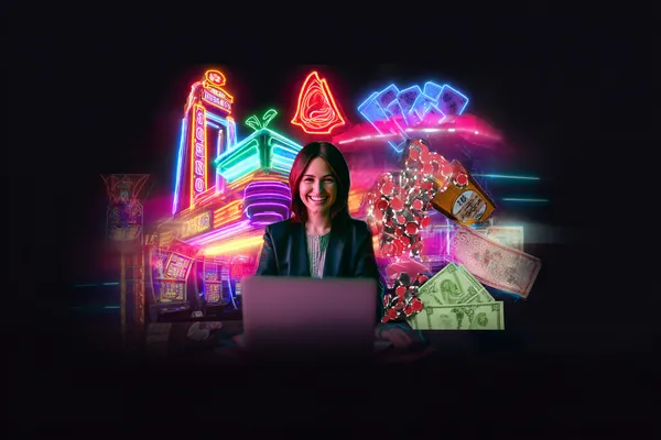 A woman in a luxurious green gown next to an ornate roulette wheel, capturing the upscale casino mood of JL777.